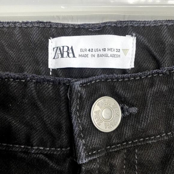 Zara Womens Distressed Ripped Jeans, Black, 10 - Picture 5 of 9